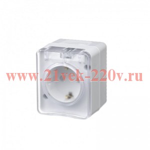Розетка 2Р+Е со шторками открытой установки 16А 250В IP54 SE AtlasDesign Profi54, белый