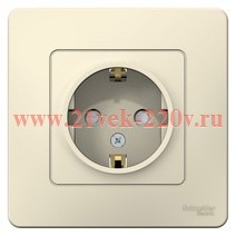Розетка с заземлением 2Р+Е со шторками 16А, 250В с/у Blanca Systeme Electric молочный