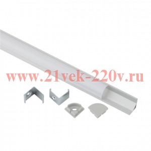 Комплект с угловым анодированным профилем 1616R-1m 16х16мм. 1м CAB280 сереб. Эра Б0062772