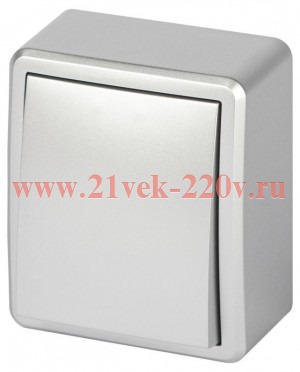 Выключатель 1-кл. ОП Эксперт 11-1201-03 IP20 10АХ-250В алюм. Эра Б0063014
