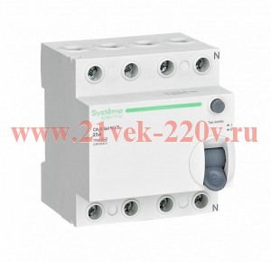 УЗО City9 Set 4П 25А 30мА AC 400В Systeme Electric (ВДТ)