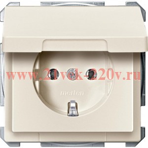 Розетка c/з с крышкой Merten System Design Бежевый MEG2311-4244