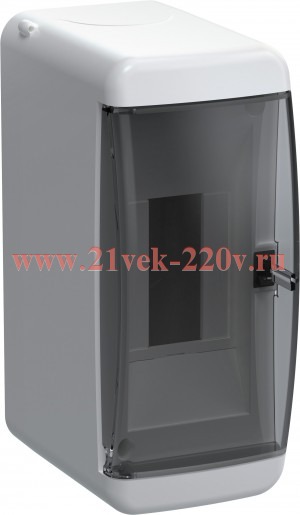 Mini щит накладной пластиковый КМПн-2 TEKFOR 2м белый черная прозрачная дверь IP41 IEK (01-08-005)