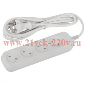 Удлинитель электрический UDL-10-430 Greenline 4 розетки без заземления 3м ПВС 2х0.75кв.мм Эра Б00650