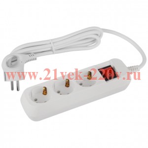 Удлинитель электрический UDL-16-350-ES Greenline 3 розетки с заземлением с выключателем 5м ПВС 3х1кв