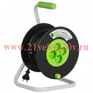 Удлинитель силовой GREEN LINE KAT-2x1.5-20m Greenline на катушке пластик 4 розетки без заземления 20