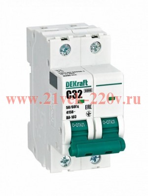 Автоматический выключатель ВА-103 32A C 2P 6кА DEKraft (автомат электрический)