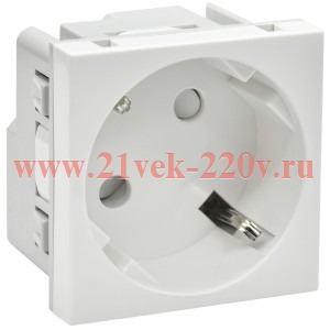 Розетка PRIMER 45град. с заземл. защ. штроки винт. зажим РКС-20-30-П-45 бел. IEK PR-KK40D-RSZH-2-2-4