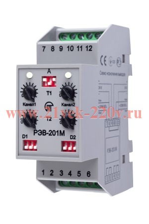 Реле времени РЭВ-201 0-220с 220В на DIN-рейку