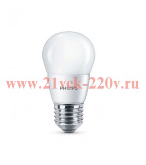 Лампа светодиодная ESS LEDLustre 6W( =75W) E27 840 P45 FR 620lm PHILIPS нейтральный белый свет