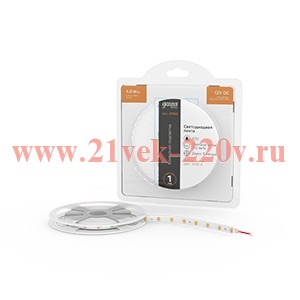 Лента светодиодная Basic 4.8Вт/м 12В 312lm/м 3000К IP20 (уп.5м) Gauss BT005