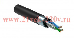 ITK Кабель связи витая пара F/UTP, кат.5E 2х2х24AWG solid, LDPE, 500м, черный