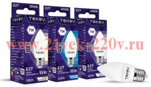 Лампа светодиодная 10Вт С37 3000К Е27 176-264В TOKOV ELECTRIC TKE-C37-E27-10-3K