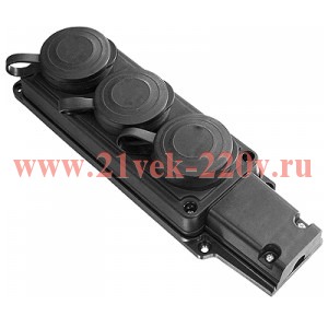 Колодка тройная каучуковая 1ф 16А 250В