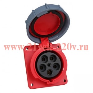 Розетка фланцевая наклонная 445 125А 6h 380AC 3P+PE+N IP67 КЭАЗ 332745