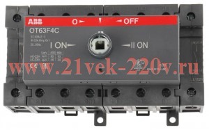 Реверсивный рубильник ABB OTM63F4CMA230V до 63А 4-полюсный с моторным приводом 110-240В AC/DC (выключатель нагрузки) 1SCA120101R1001
