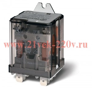 Реле силовое электромеханич. монтаж в наконечники Faston 250 (6.3х0.8мм) 2NO 16А AgCdO (зазор  alt=