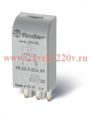Модуль индикации и защиты LED + варистор 6...24В AC/DC зел. FINDER 9902002498