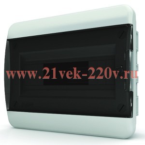 Щит встраиваеный 12 мод. IP40, прозрачная черная дверца
