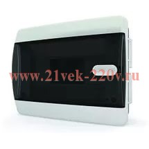 Щит встраиваеный 8 мод. IP40, прозрачная черная дверца