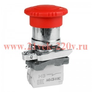 Кнопка аварийного останова OptiSignal D22 C4-ESTR-11 металл 1НО+1НЗ возврат поворотом XB4BS8445 КЭАЗ