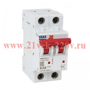 Выключатель нагрузки модульный 2п 32А OptiDin BM63P УХЛ3 КЭАЗ 332880