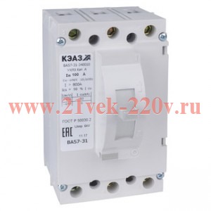 Выключатель автоматический ВА57-31-341110 16А 400 690АС ОМ4 РЕГ КЭАЗ 348156