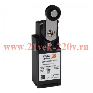 Выключатель концевой OptiLiS D4N-4122 рычаг метал. с роликом пластик. EN 50047 XCKN2118P20 КЭАЗ 3653