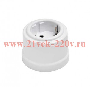 Розетка с заземлением Лизетта, керамика белый Bironi B1-101-01