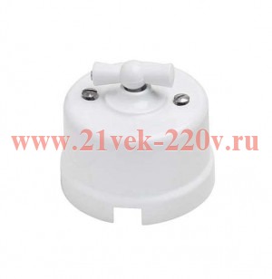 Переключатель 1-клавишный Лизетта, керамика белый Bironi B1-201-01