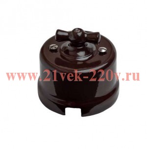 Переключатель 1-клавишный Лизетта, керамика коричневый Bironi B1-201-02