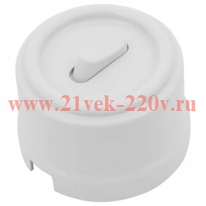 Выключатель 1-клавишный Лизетта, пластик белый (клавишный) Bironi B1-220-21