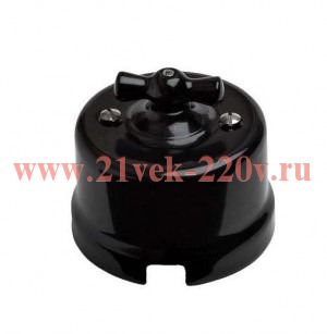 Выключатель 2-клавишный Лизетта, керамика черный Bironi B1-202-03