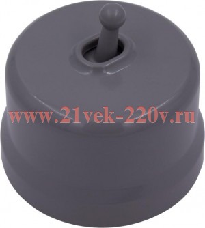Выключатель 1-клавишный проходной Лизетта, пластик черный (тумблерный) Bironi B1-231-26