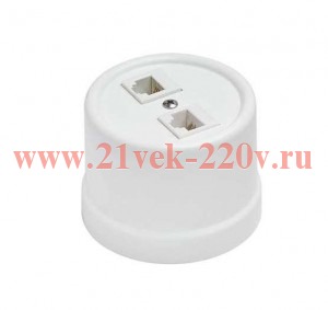 Розетка компьютерная 2-ая (RJ45) Лизетта, керамика белый Bironi B1-302-01
