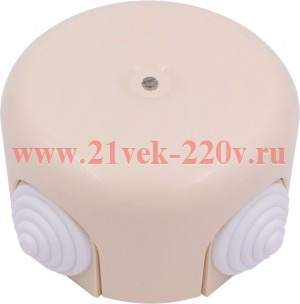 Коробка распределительная D78х30мм ( 4 кабельных ввода в комплекте ),пластик Песочное золото Bironi B1-521-24-K