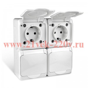 Розетка 4-м ОП Nix 16А IP54 250В с заземл. с крышкой бел. TOKOV ELECTRIC TKE-NX-R4Z-C01-IP54