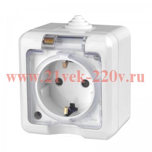 Розетка 1-м ОП Dita 16А IP54 250В с заземл. с прозрачн. крышкой бел. TOKOV LIGHT TKL-DT-R1Z-C01T-IP5
