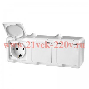 Розетка 3-м ОП Dita 16А IP54 250В с заземл. с крышкой бел. TOKOV LIGHT TKL-DT-R3Z-C01-IP54
