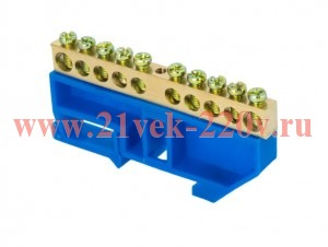 Шина нулевая на DIN-изолляторе 6х9мм 10 отвер. латунь TOKOV ELECTRIC TKE-BCB-69-10-DIN/N