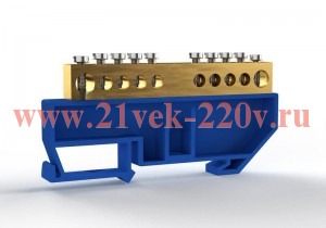 Шина нулевая на DIN-изоляторе 8х12мм 10 отвер. латунь TOKOV ELECTRIC TKE-BCB-812-10-DIN/N