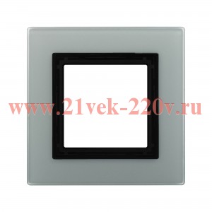 Рамка 2 модуля DKC Avanti из натурального стекла, светло-серая