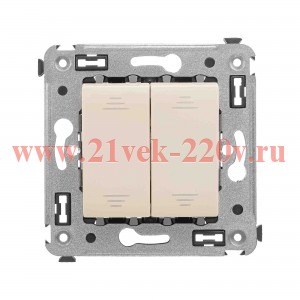 Переключатель с 3-х мест двухклавишный в стену DKC Avanti, ванильная дымка