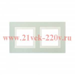 Рамка 4 модуля DKC Avanti из натурального стекла, светло-зеленая