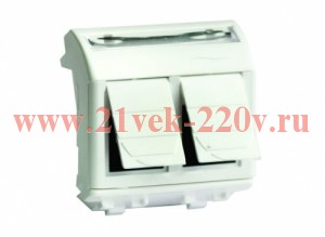 Ком.роз. двойная RJ45 кат.5e экран. (8P8C, Hyperline, Dual IDC: 110&Krone) Brava, белая, 2мод ДКС