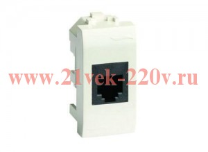 Розетка телефонная RJ12 6P6C Brava 1 модуль белая DKC