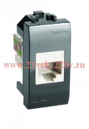 Розетка компьютерная Brava RJ-45 кат.5Е (разъем PcNet) 1 модуль черная DKC