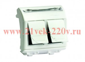 Ком.роз. двойная RJ45 кат.5e, Brava, белая, 2мод ДКС