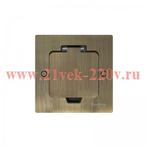 Лючок MultiDesk MDK20 на 2мод. IP44 с монтажной коробкой для стены фальшпола стола античная латунь S