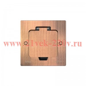 Лючок MultiDesk MDK20 на 2мод. IP44 с монтажной коробкой для стены фальшпола стола медь SE MDK20102C